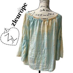 Z&L EUROPE WOMAN TOP TIE DYE BELL SLEEVES ASYMETRIC DESIGN SZ LARGE BOHO CHIC